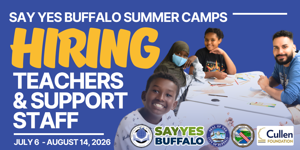 SAY Yes Buffalo Summer Camps Teachers & Support Staff Hiring Students Sitting at table with Teachers