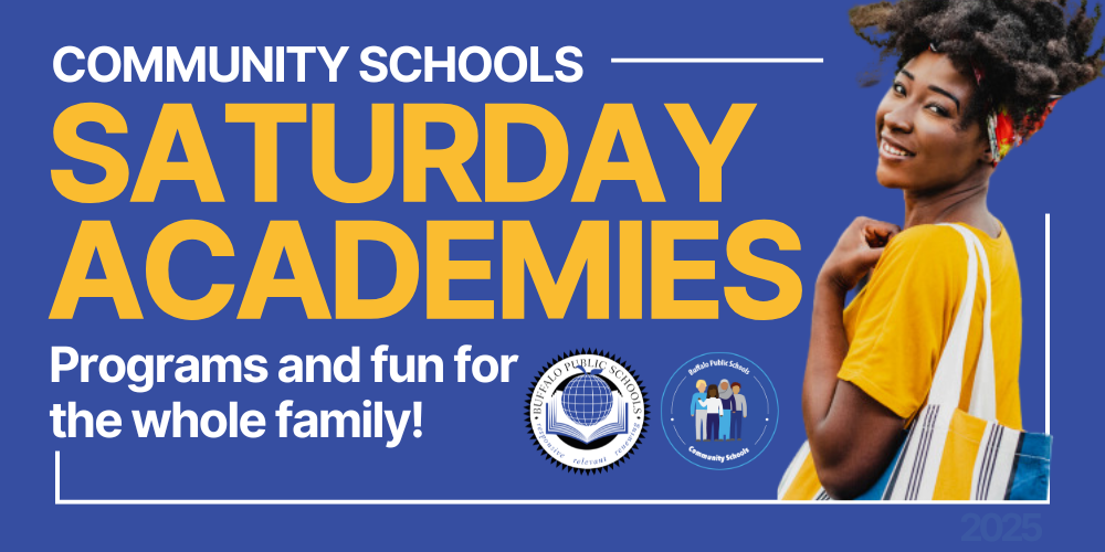 Community Schools Saturday Academies & Farmers Markets Programs and Fund for the whole family. BPS LOGO  and Community Schools logo and a pictures of a student