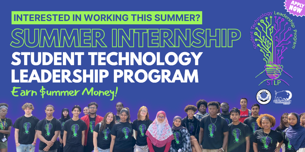  interested in working this summer?  Summer Internship  Student Technology  Leadership Program  Earn $ummer Money! Picture of STLP, BPS, BPSIT logos, and a group picture of STLP Students with STLP Tee Shirts