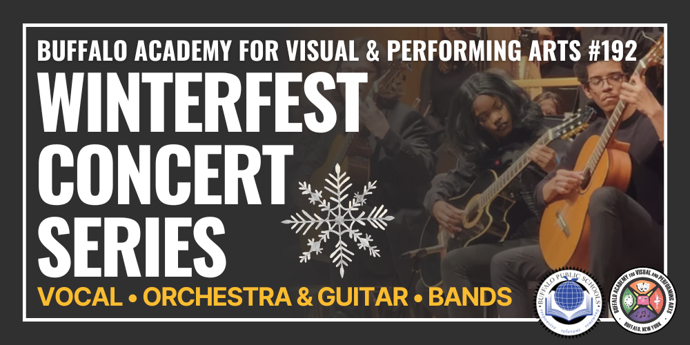 A picture of students playing guitars | WINTERFEST CONCERT SEREIES Buffalo Academy for Visual & Performing Arts #192 VOCAL • ORCHESTRA & GUITAR • BANDS