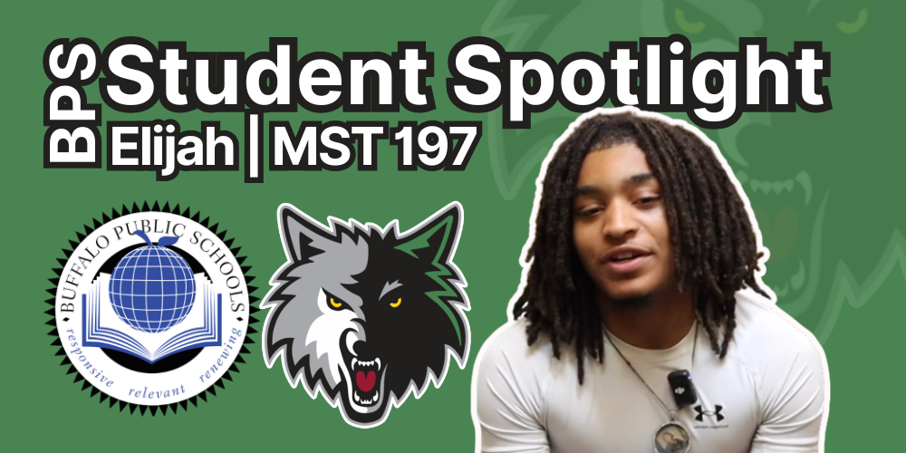 BPS Student Spotlight Elijah MST a picture of BPS and MST logos and Elijah