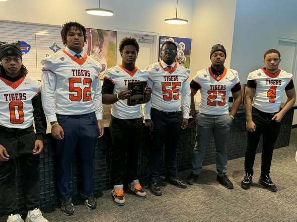McKinley Football Players At High Mark Stadium Posing for Pictures