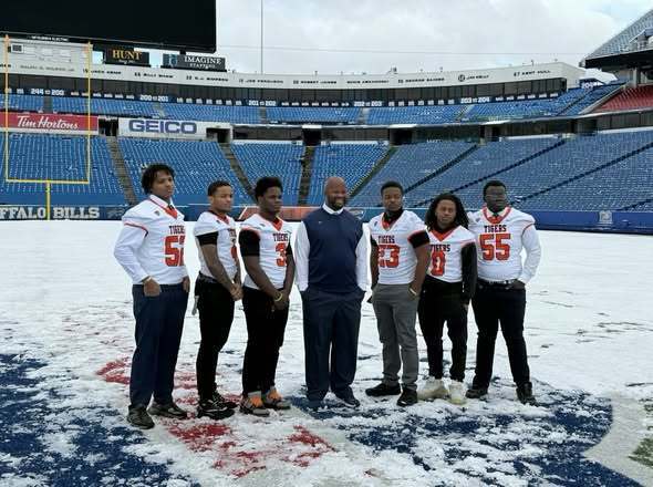 McKinley Football Players At High Mark Stadium Posing for Pictures