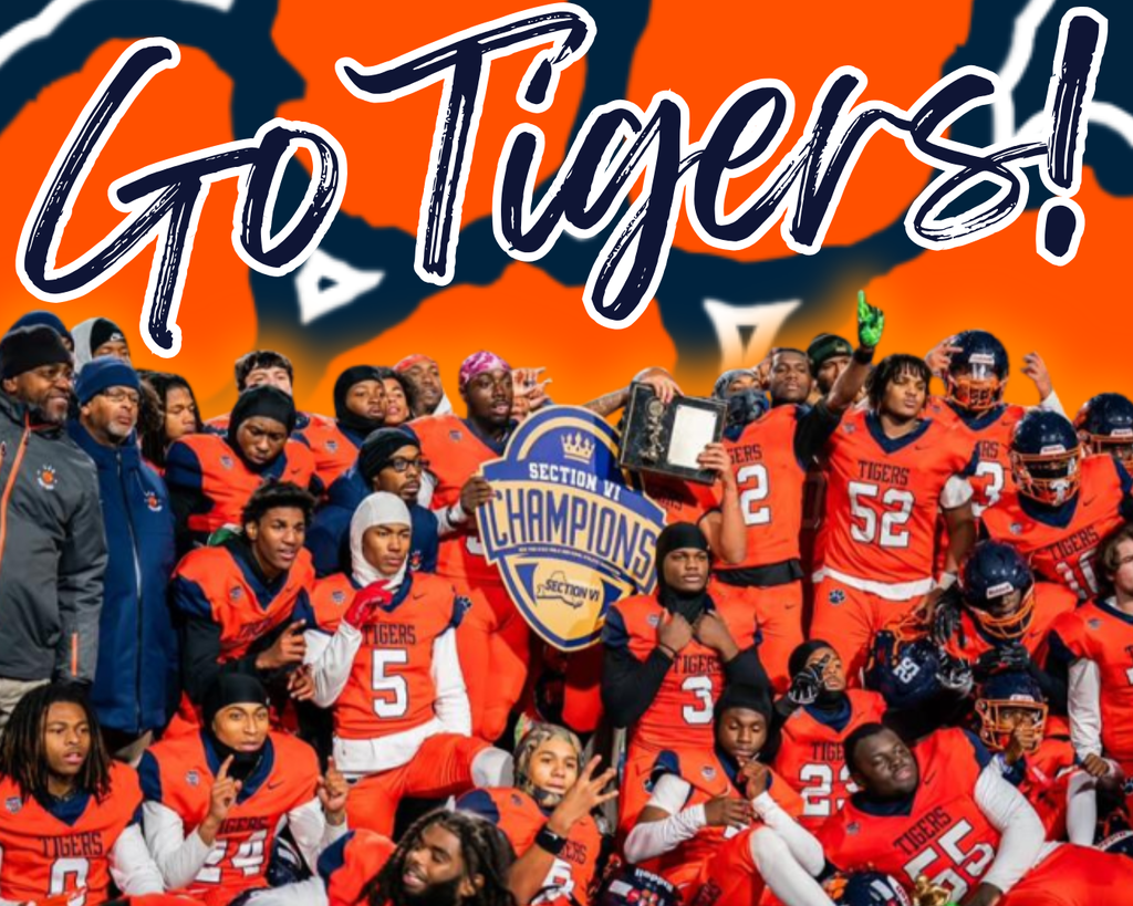 Go Tigers - A picture of the Bennett Tigers football team Celebrating after a game 