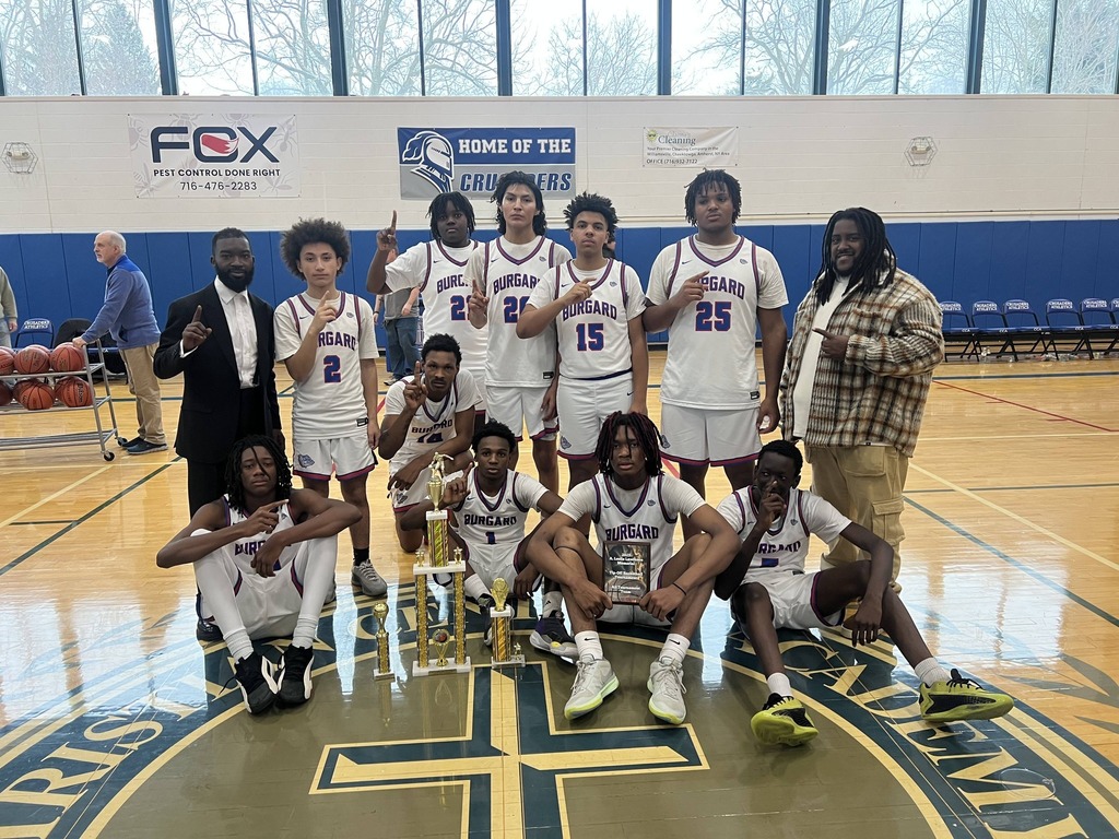 Burgard Basketball Players with Trophy