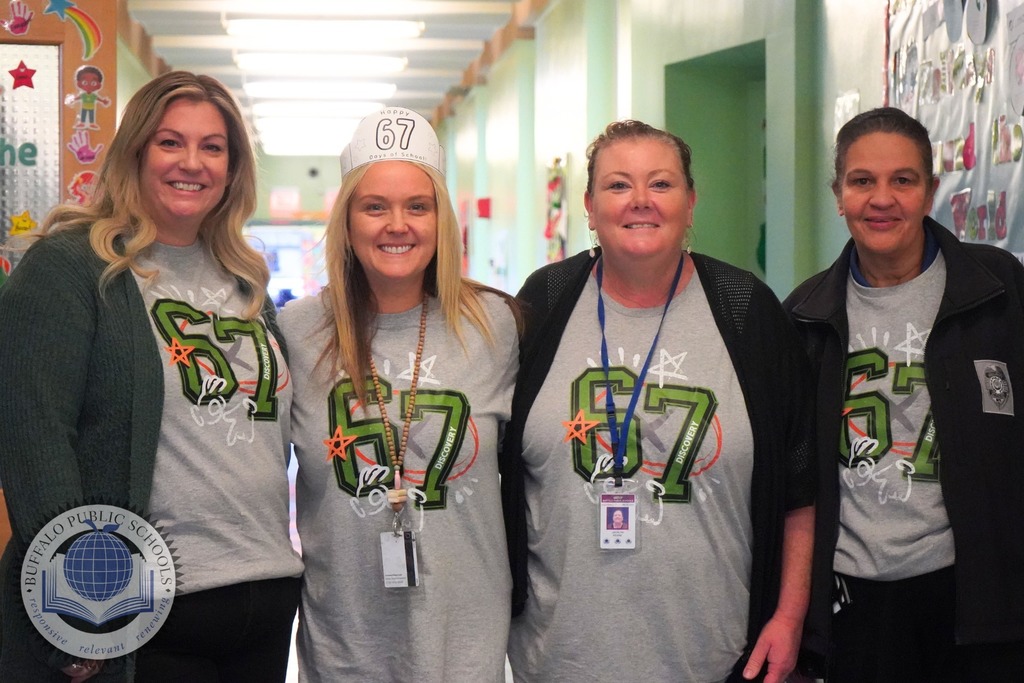 4 teachers with 67 tee shirts on 