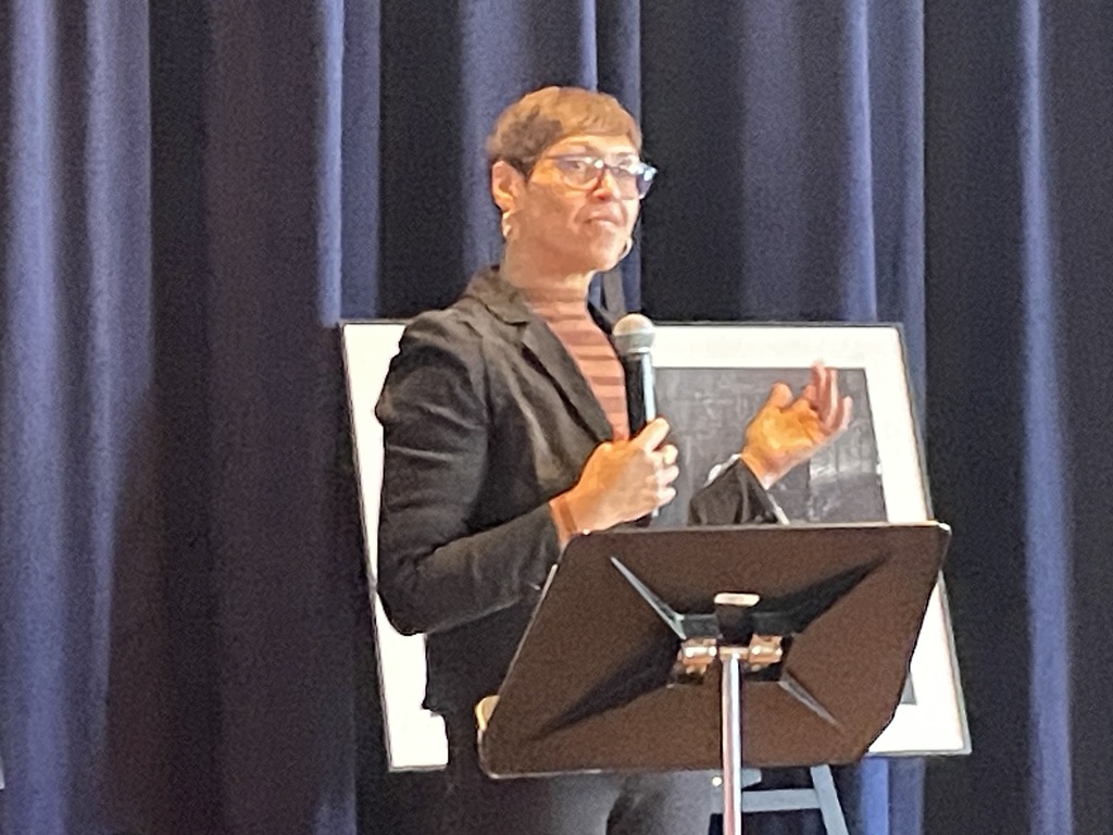 Director of Arts Michele Agosto speaking