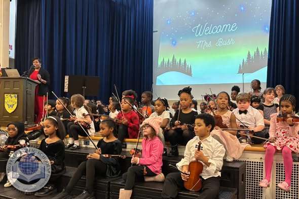 Student Violinist On Stage from School 61 