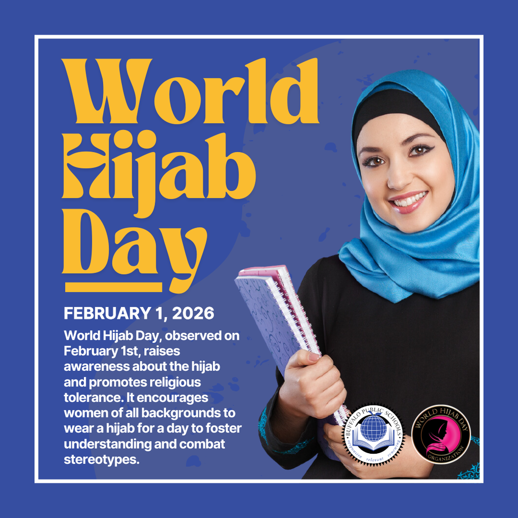 World Hijab Day FEBRUARY 1, 2026 World Hijab Day, observed on February 1st, raises awareness about the hijab and promotes religious tolerance. It encourages women of all backgrounds to wear a hijab for a day to foster understanding and combat stereotypes. Picture of a Girl in a hijab holding books.