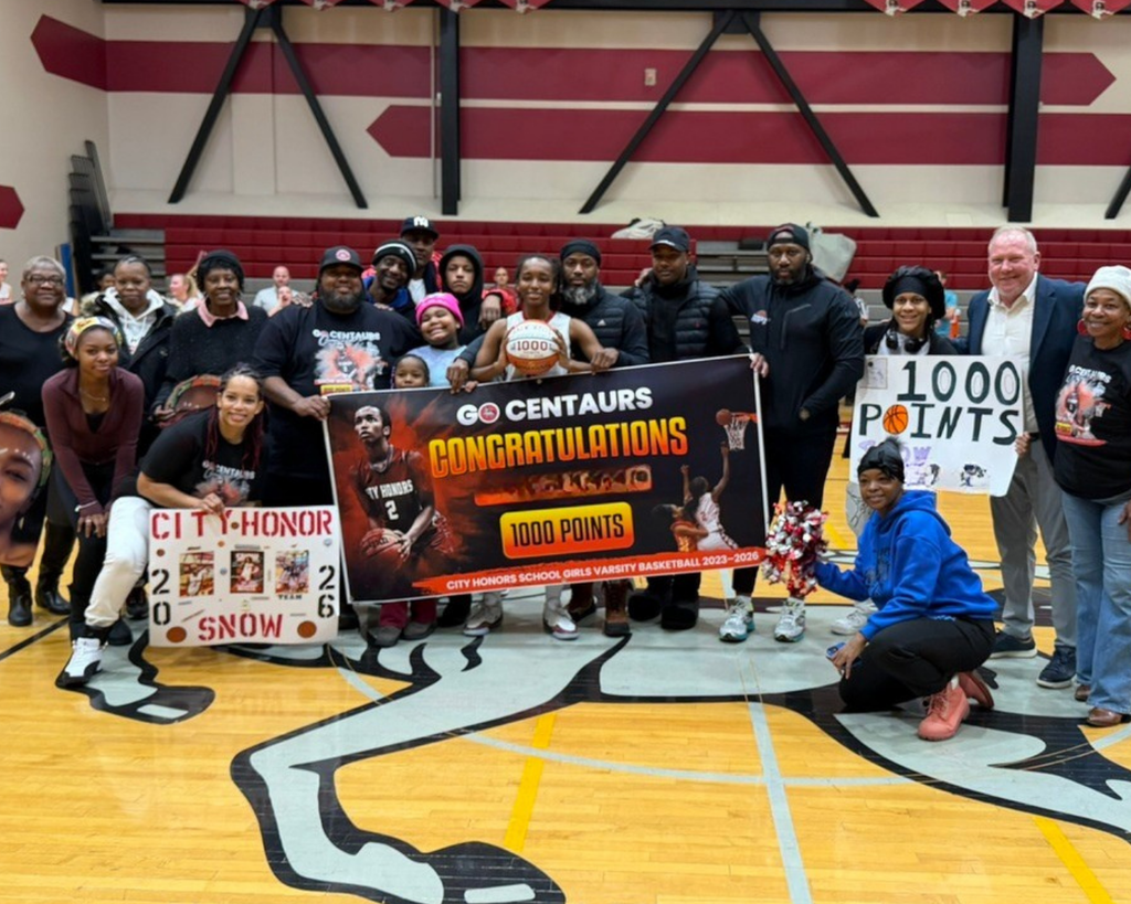 Group photo after a basketball game