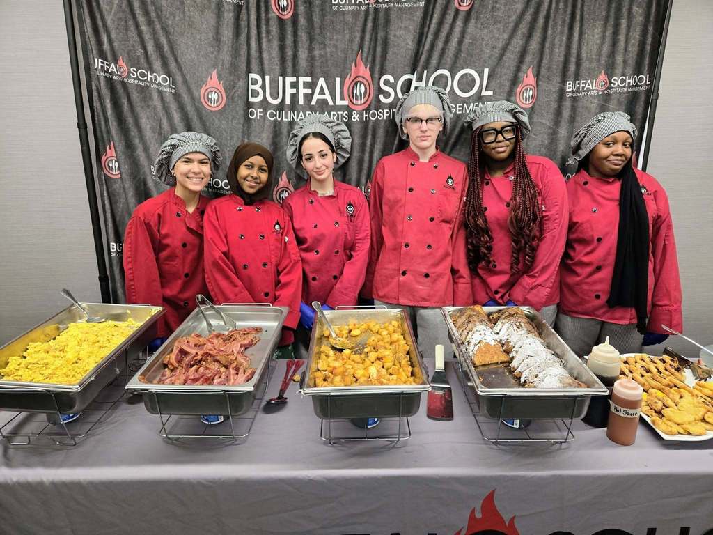 Culinary Students at Food Serving Station