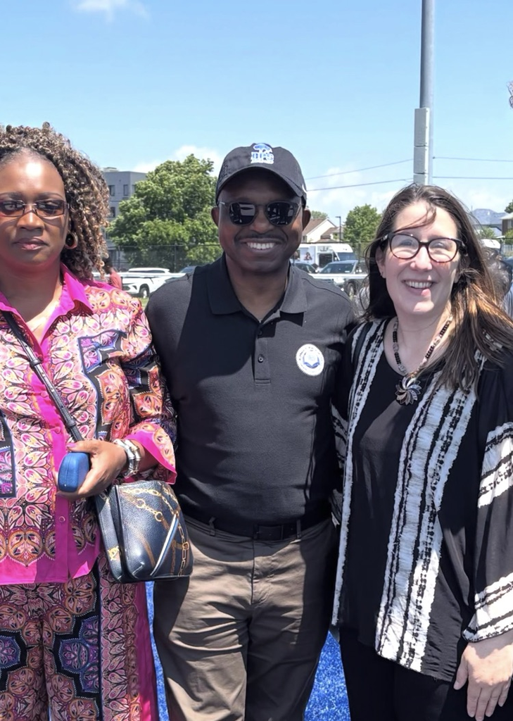 superintendent with two teachers