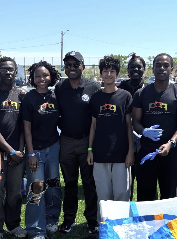 superintendent with group of students