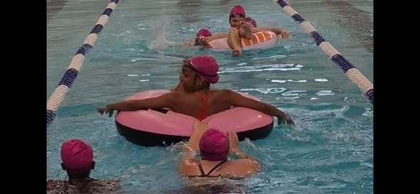 Swimmers in pink