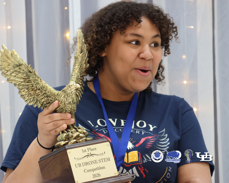Student with a trophy