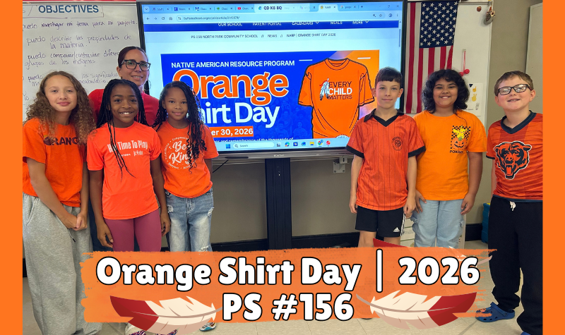 Students in a group in Orange shirts