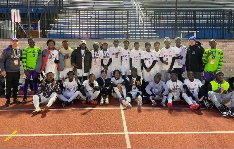 Lafayette Soccer Boys after Win to go to finals