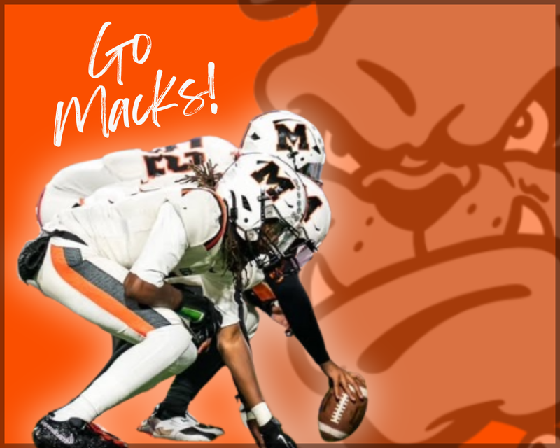 Go Macks, a picture of Mckinley football players at the line of scrimmage