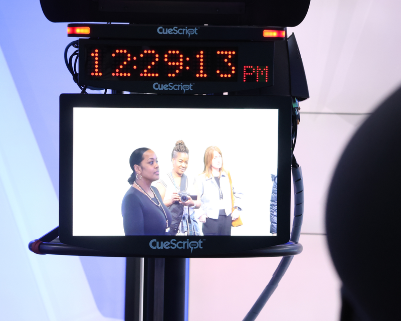 Computer screen with BPS Staff on it  during  a live broadcast