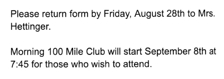 100 Mile Club 2026 - Forms Due Aug. 28th