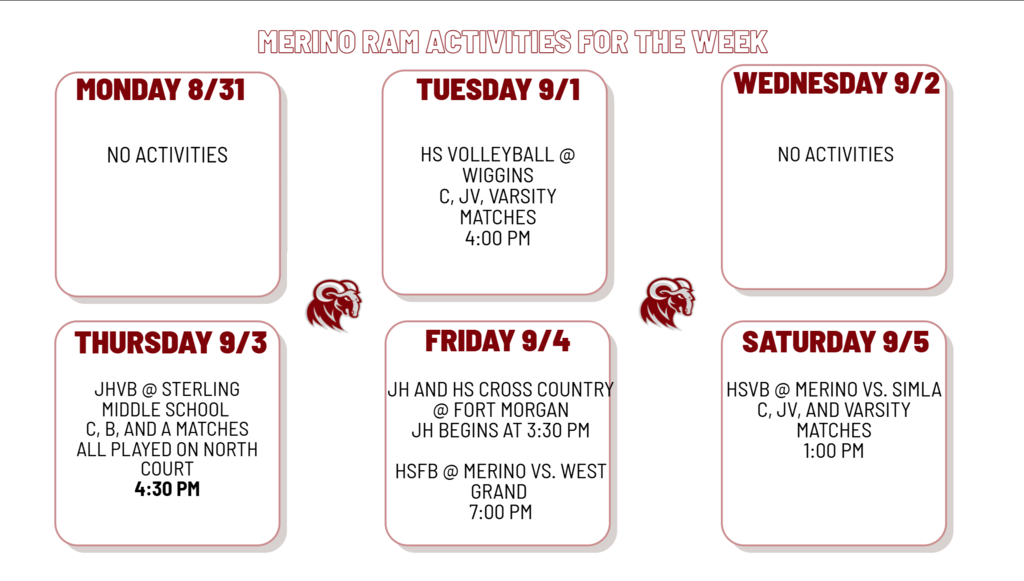 Activities for next week