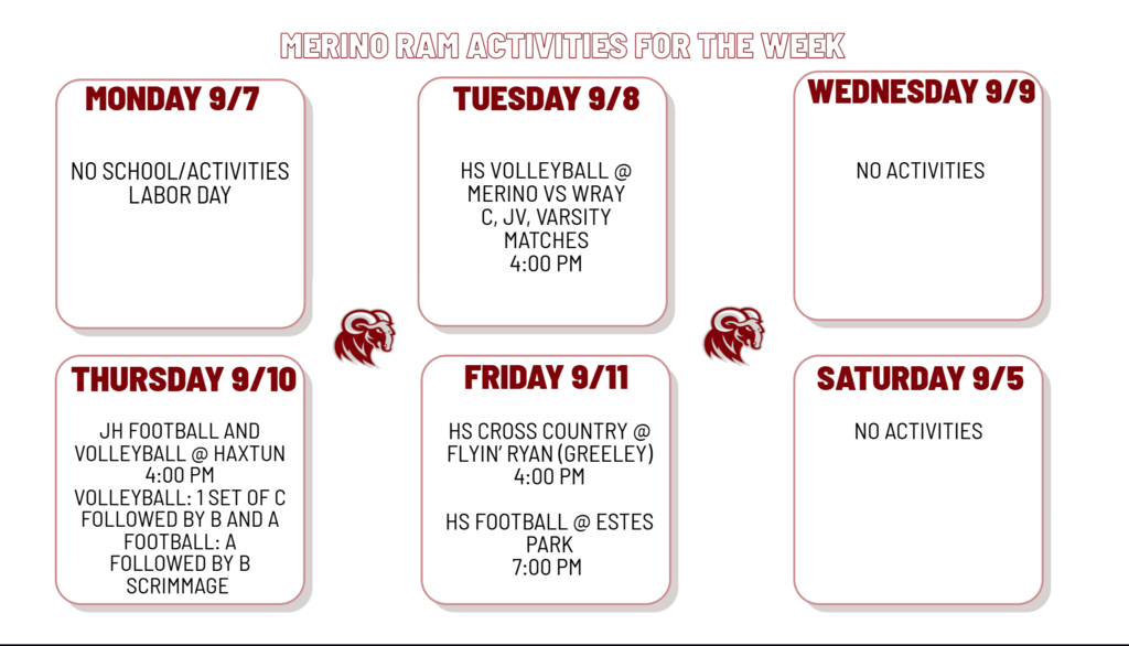 Activities for next week