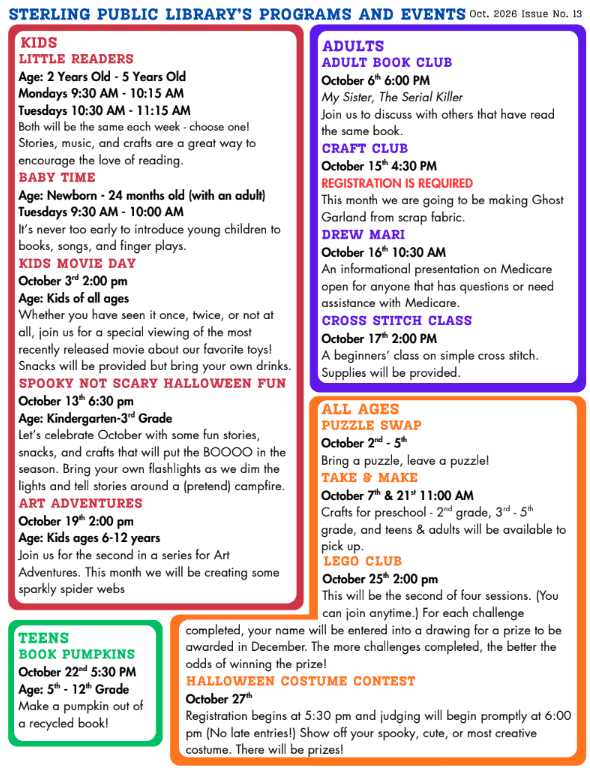 Sterling Public Library October Newsletter 1.5