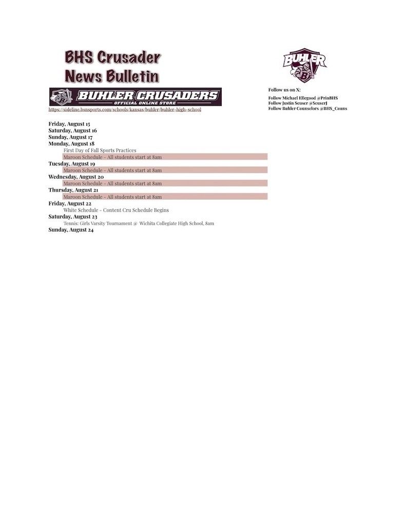 BHS Crusader News Bulletin
