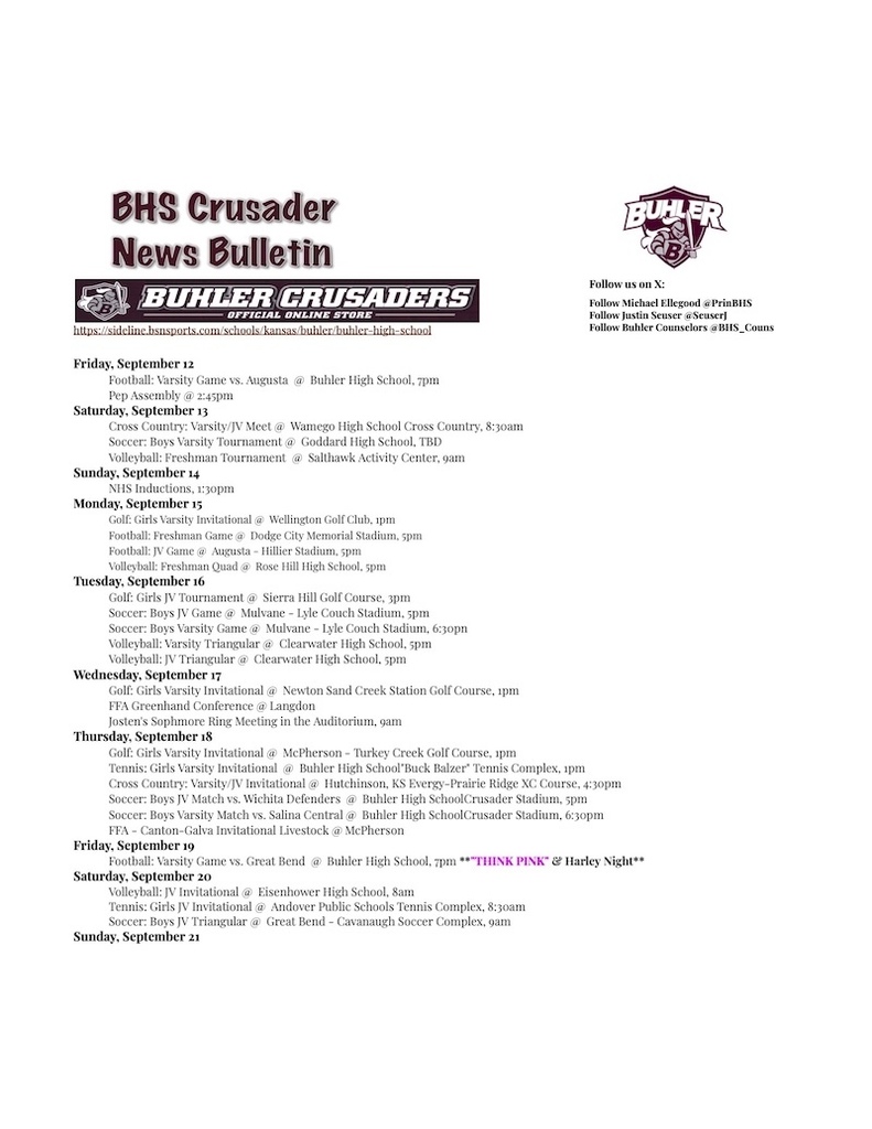 BHS Crusader News Bulletin