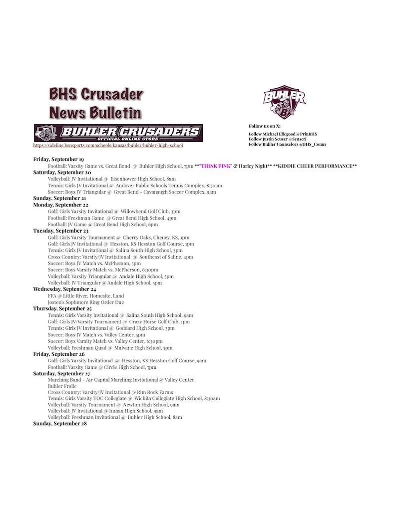 BHS Crusader News Bulletin