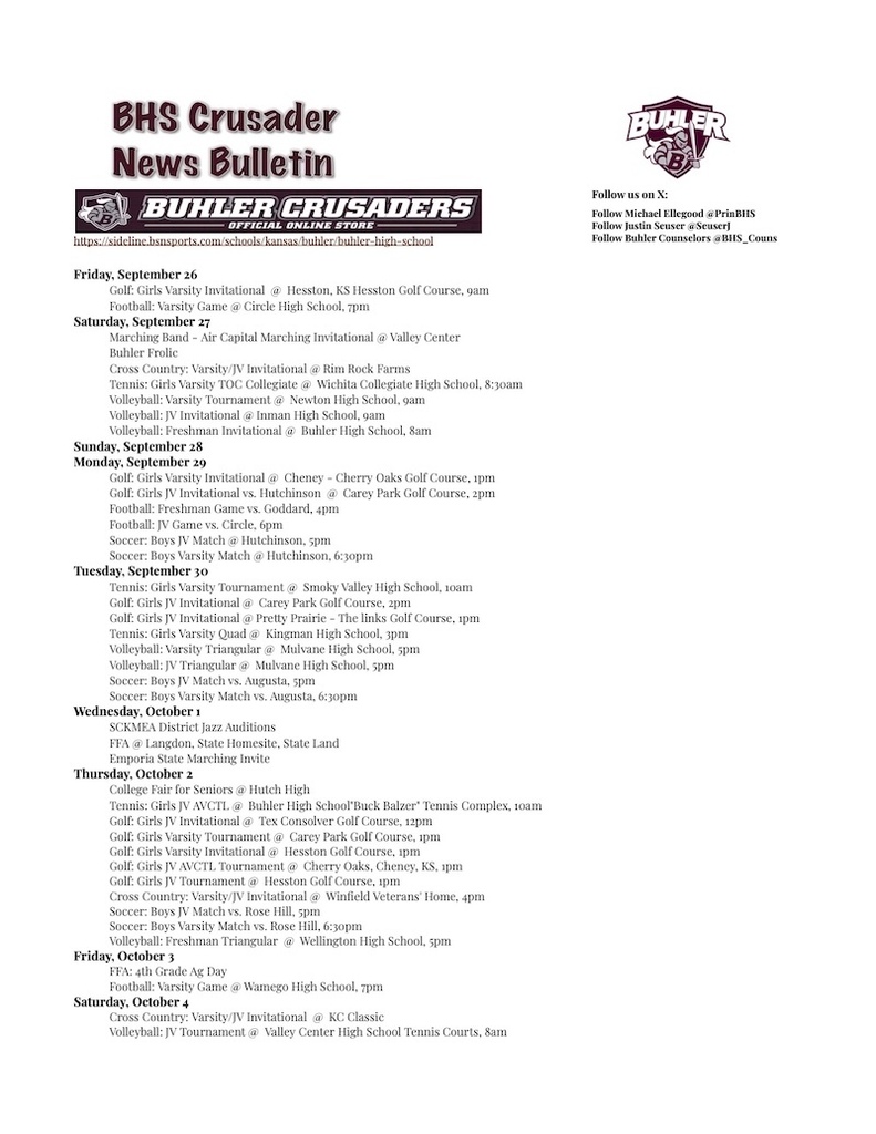 BHS Crusader News Bulletin