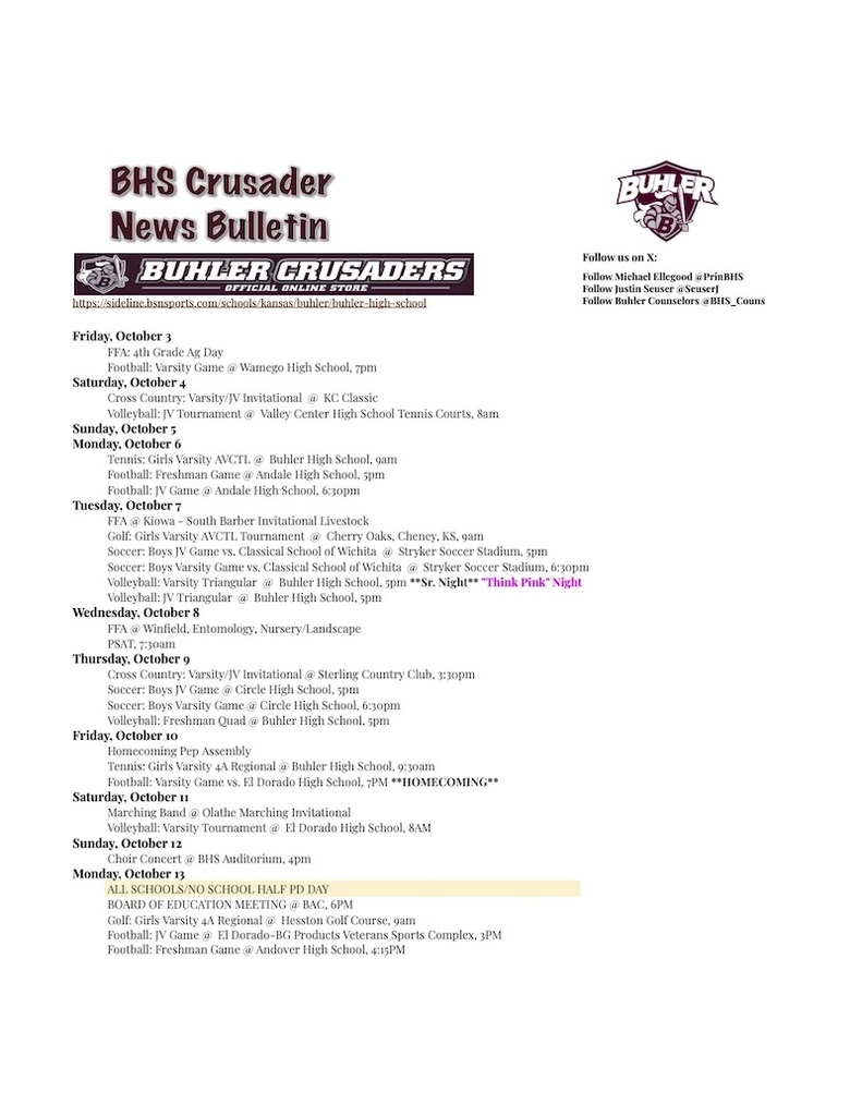 BHS Crusader News Bulletin