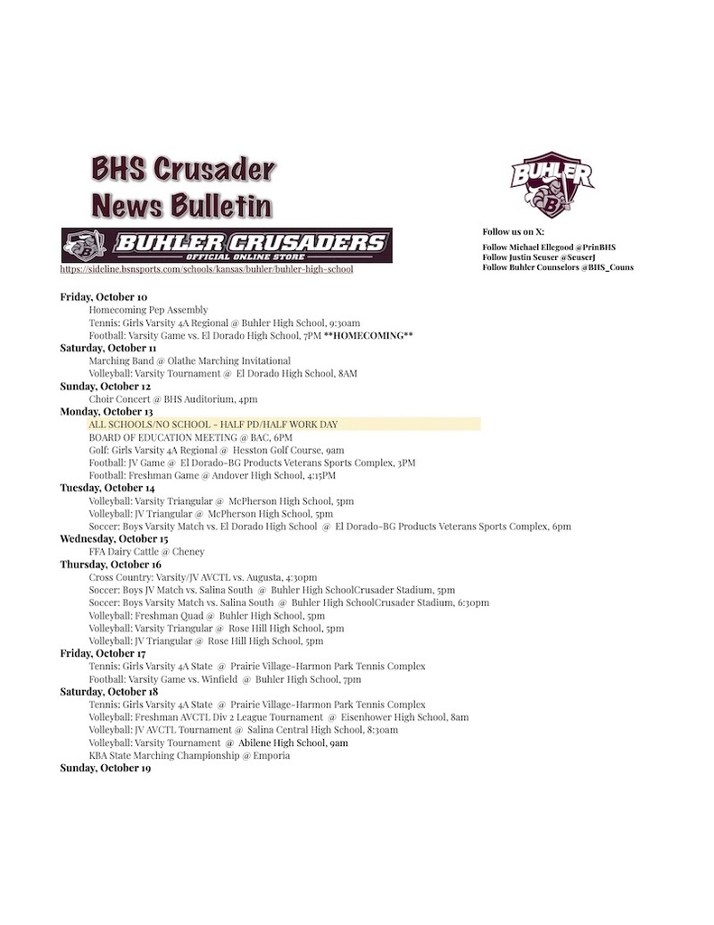 BHS Crusader News Bulletin