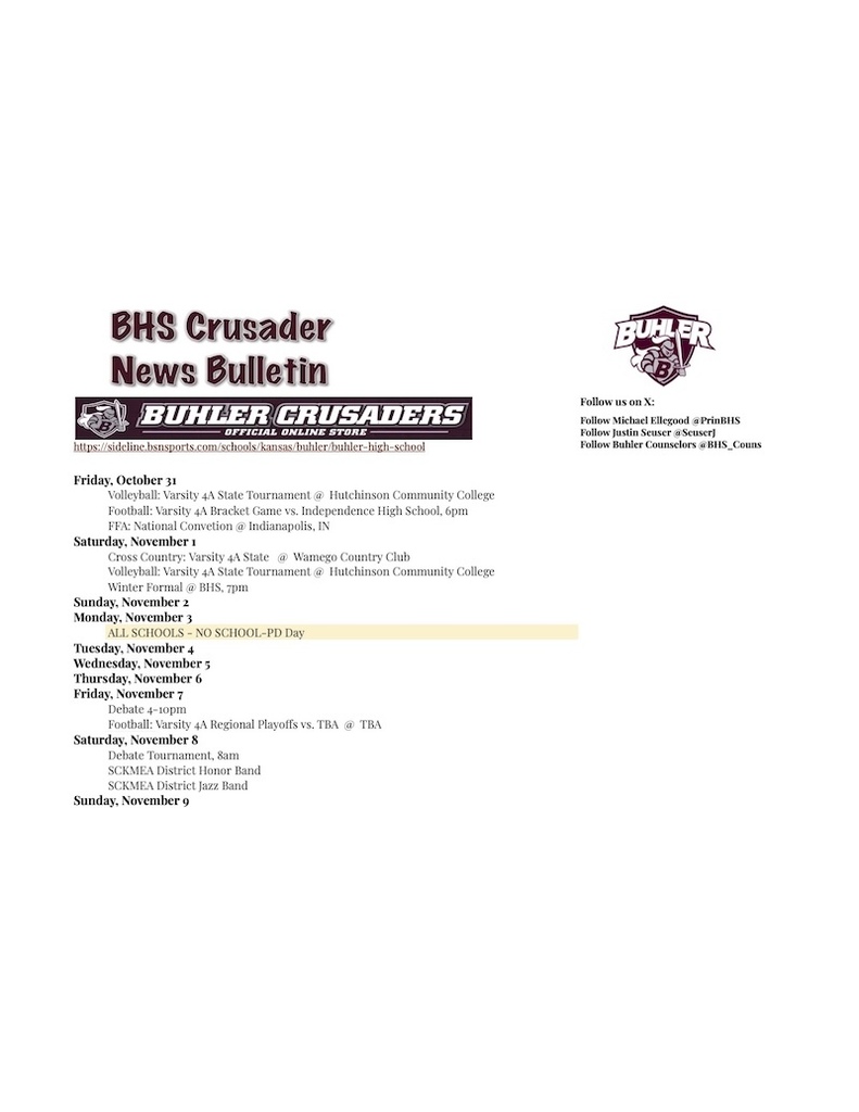 BHS Crusader News Bulletin