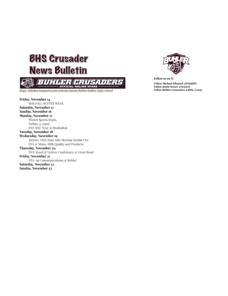BHS Crusader News Bulletin