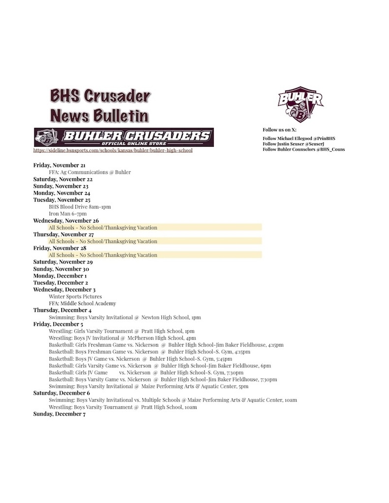 BHS Crusader News Bulletin