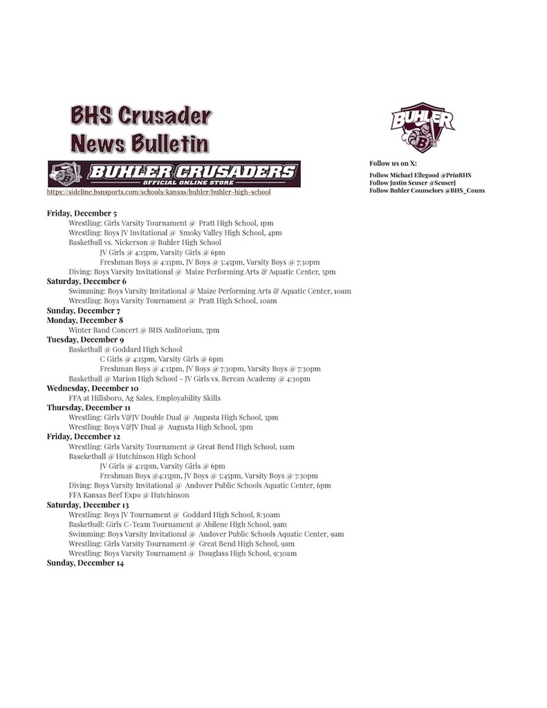 BHS Crusader News Bulletin