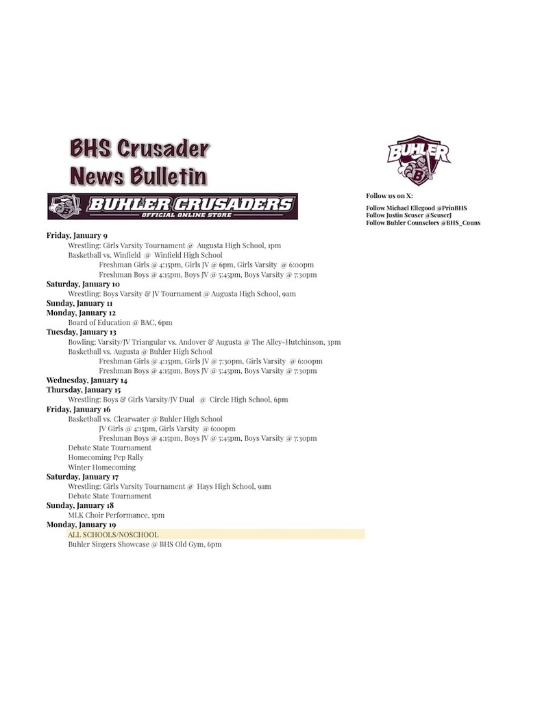 BHS Crusader News Bulletin