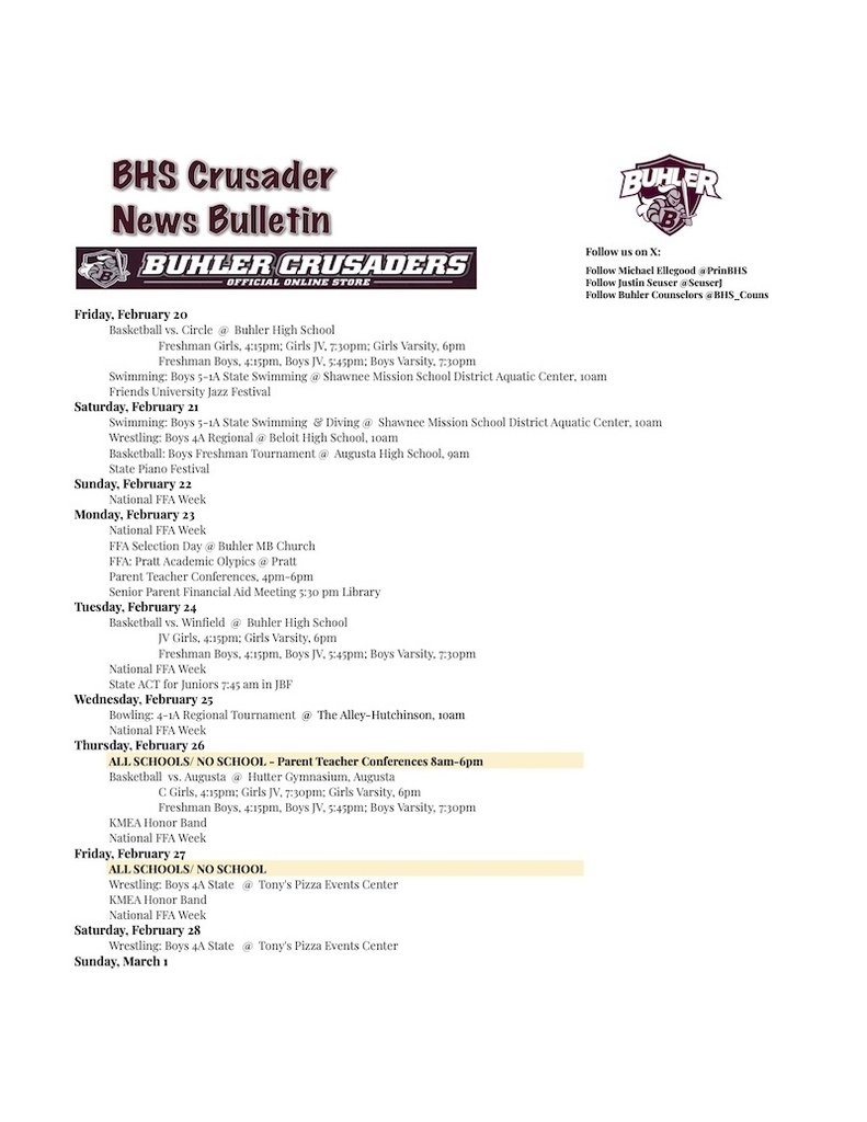 BHS Crusader News Bulletin
