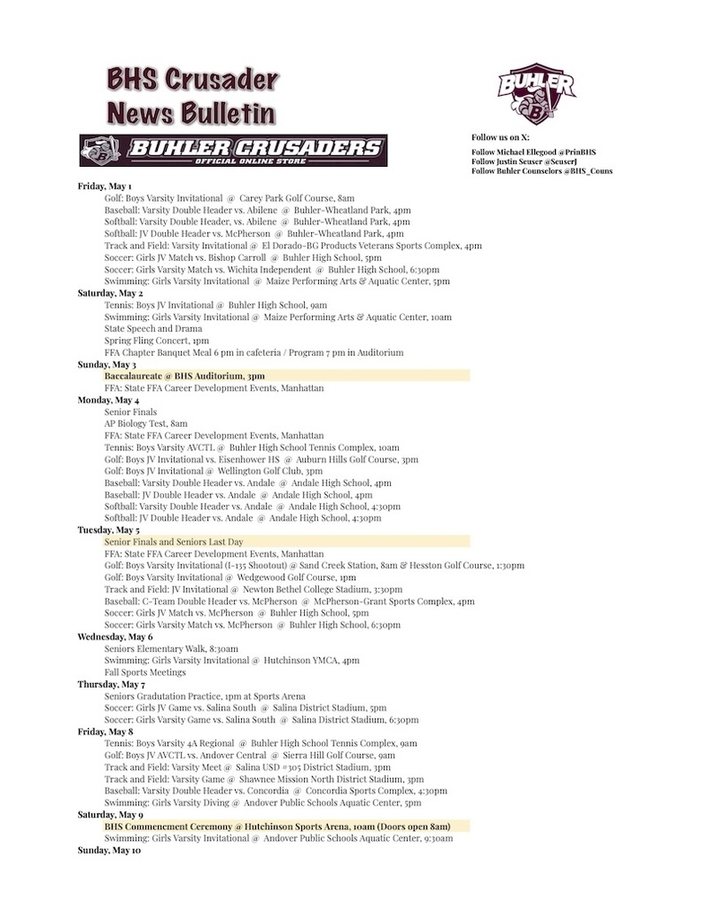 BHS Crusader News Bulletin