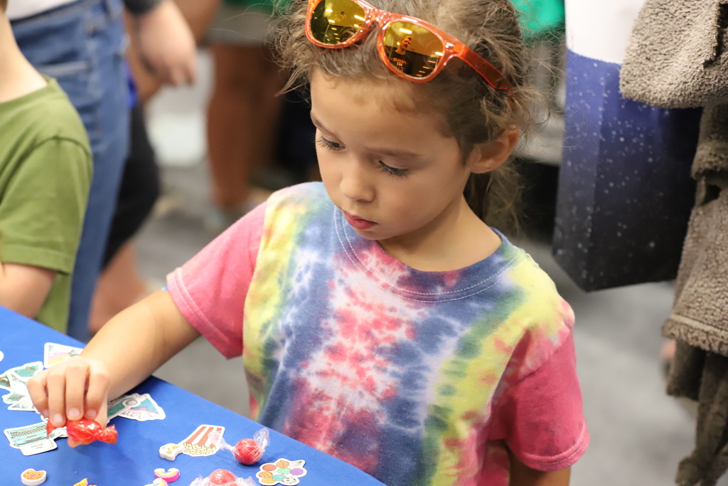 Student getting candy