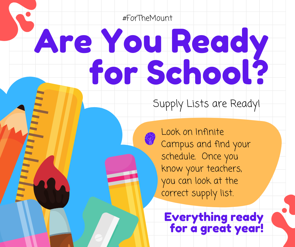 Supply lists ready.... Schedules live on 8/4/25 at 3:00 pm