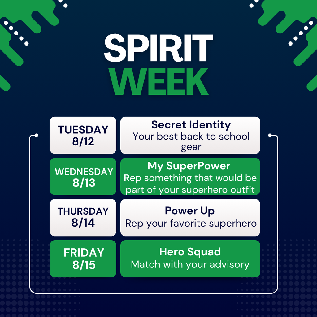 Back to School Spirit Week Schedule
