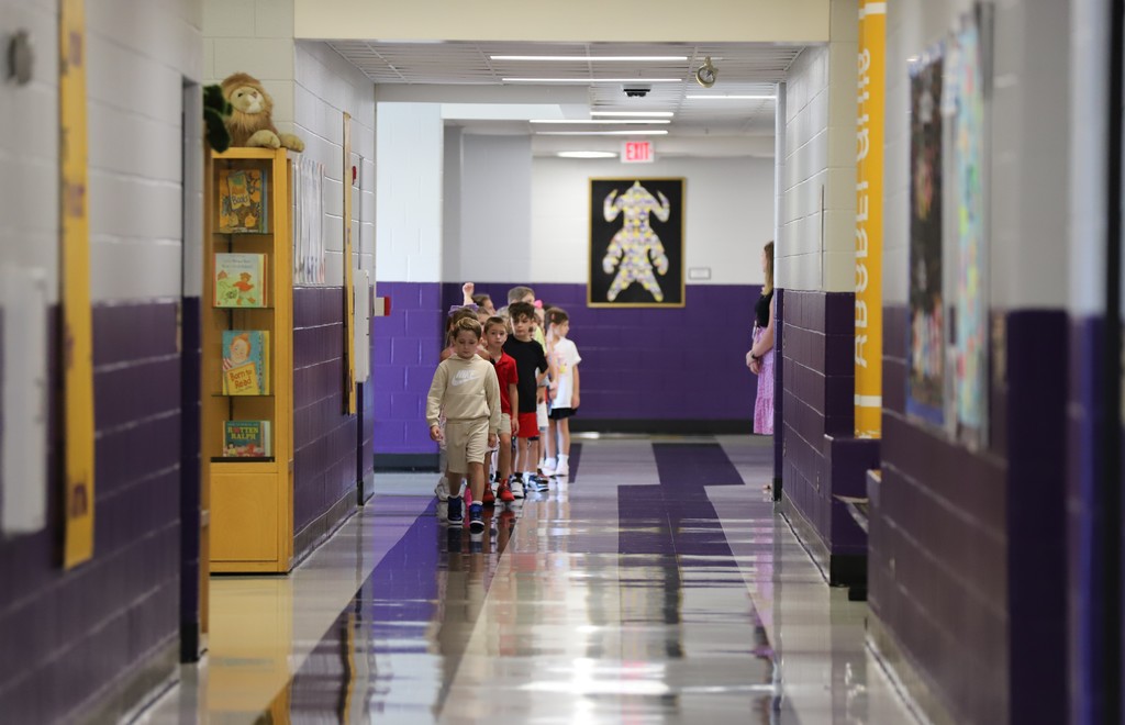 Students walking in the hallway