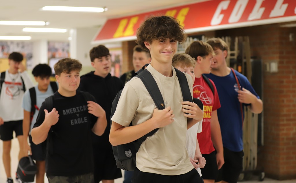 High School Students in the hallway
