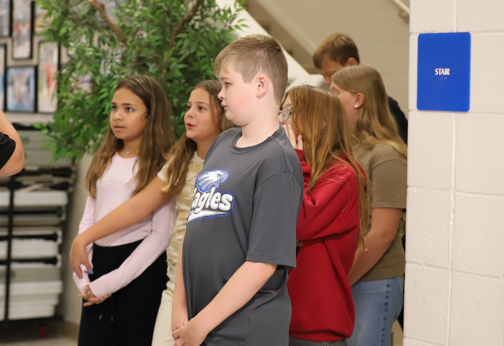 Students in the stairwell