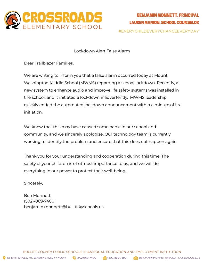False Alarm Letter (September 17)