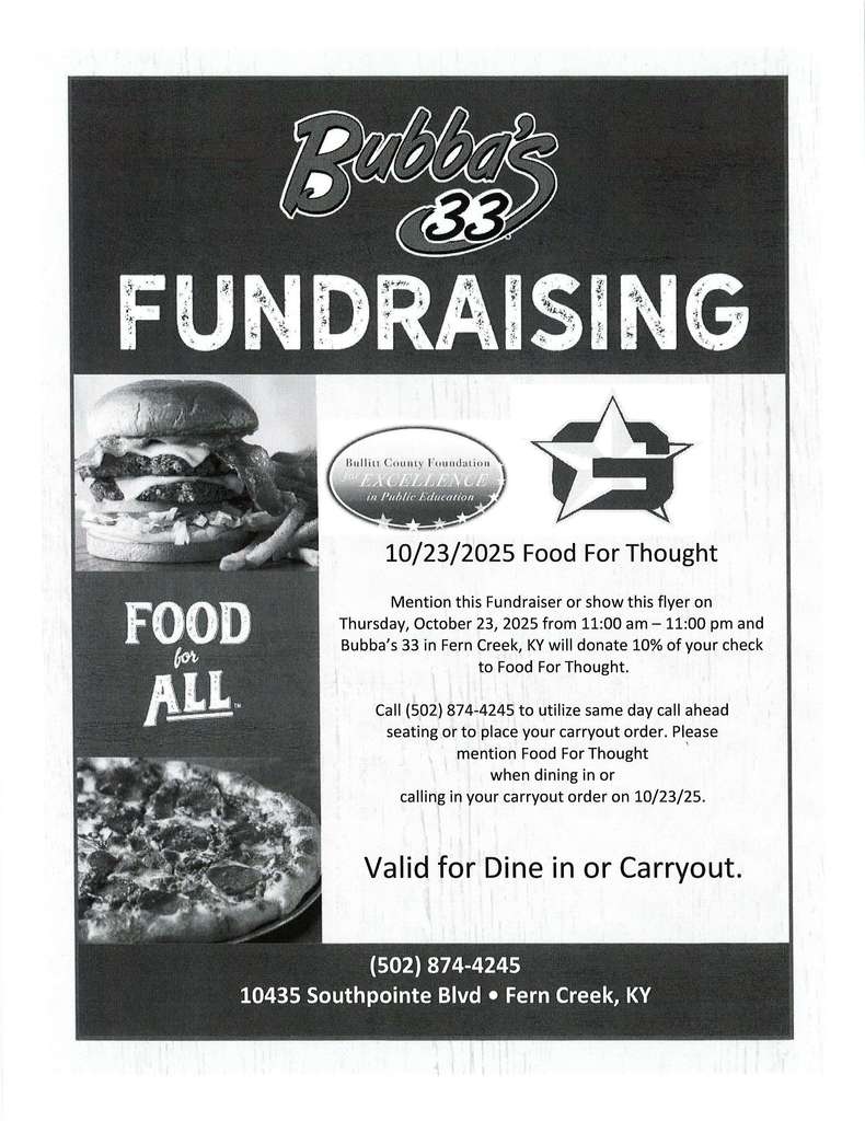 Bubba's 33 Fundraiser for MWMS Cafeteria