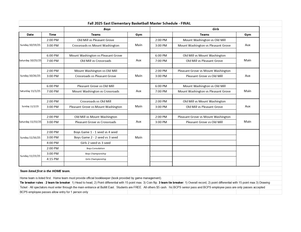 Schedule