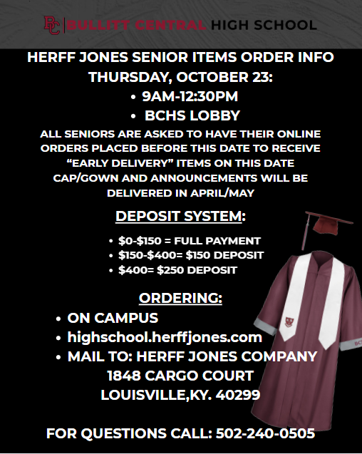 Cap and gown order info